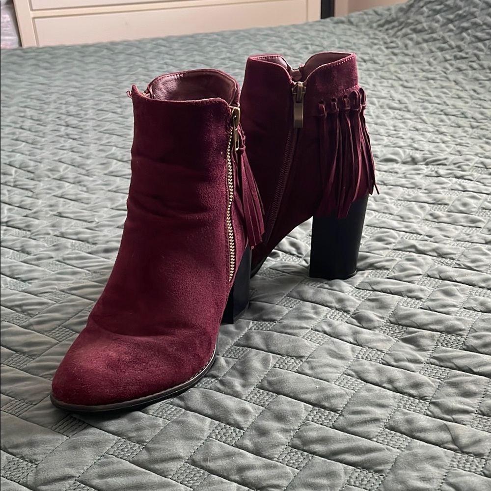 Cathy Jean Elegant Burgundy Ankle Boots